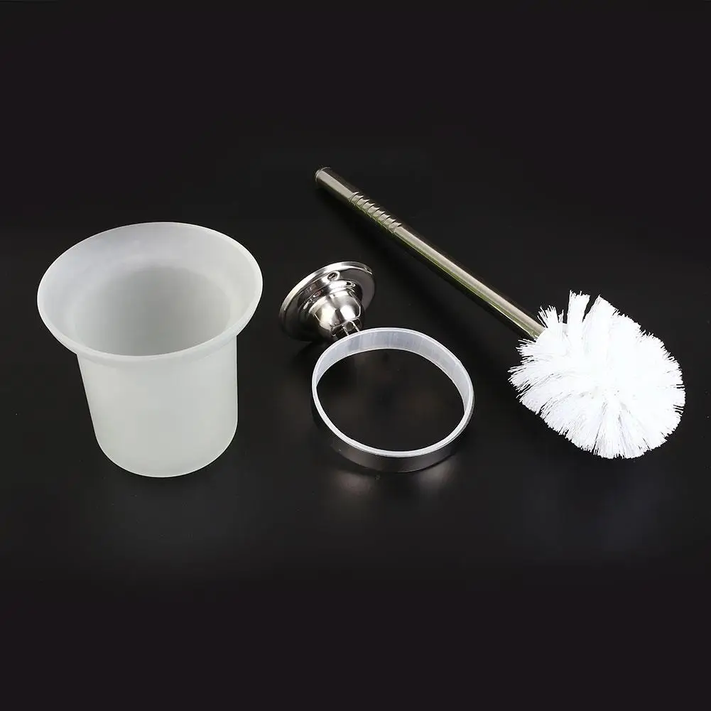 Wall Mounted Toilet Brush Glass Space Saving Brush Hot Set Hotel Durable and Practical Toilet Cleaning Brush Bathroom Home