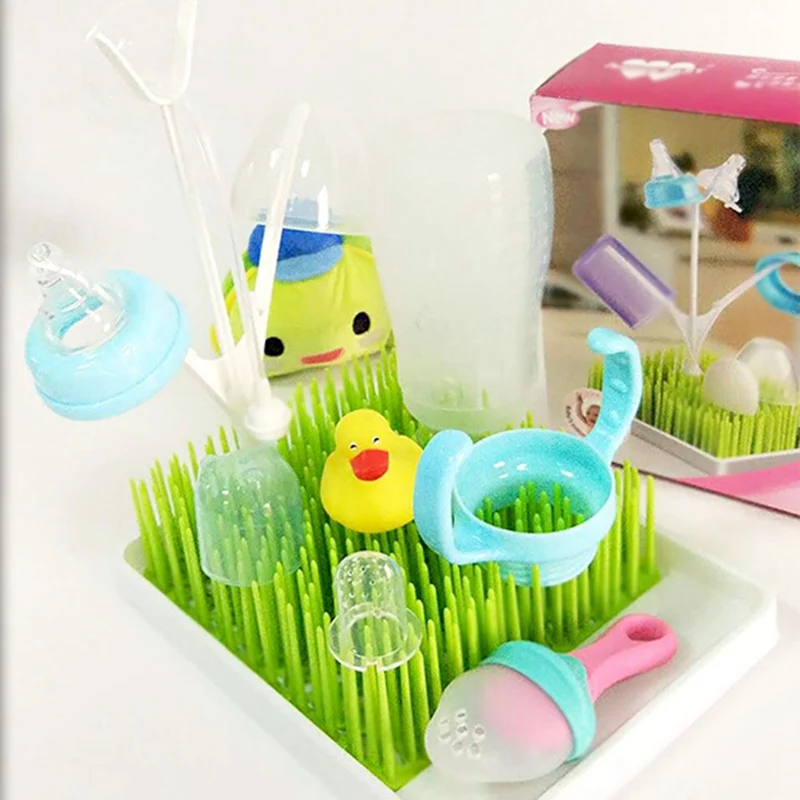 Baby Milk Bottle Drying Rack Baby Bottle Rack Grass Stlye Cleaning Dryer Drainer With Tray