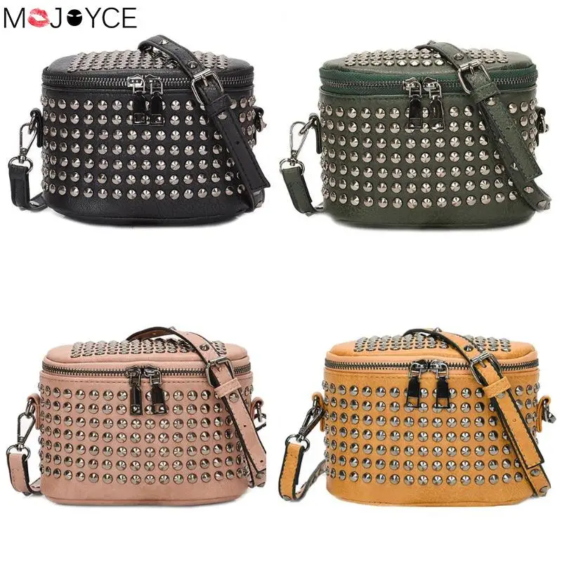 

Women Bags New Fashion Rivet Women Shoulder Bag Handbags bolsa feminina Leather Zip Cylinder Chain Crossbody Bags Handbag