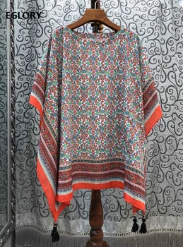 

Tassel Tops 2020 Summer Fashionable Women Elegant Little Flower Print Striped Color Block Patchwork Casual Cotton Tops Female