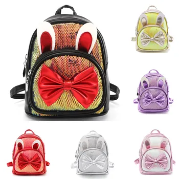 

Girls Kids Casual Cute Rabbit Bling Butterfly Knot Backpacks School Shoulder Bag backpack Kids backpack портфель 2020 New