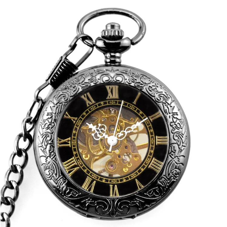 Древние Горячие Продажи Классические Медные мужские механические карманные часы Резные Ретро памятные