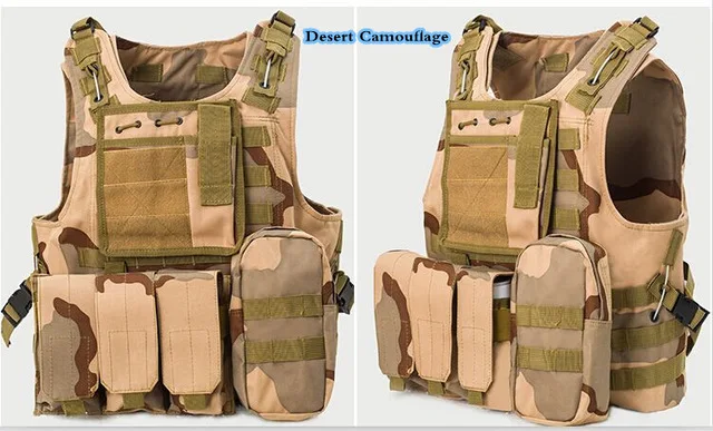 Военная Экипировка, камуфляжный жилет-амфибия, бронежилет для охоты, страйкбола, тактический жилет, армейский боевой тренировочный жилет - Цвет: Desert Camouflage