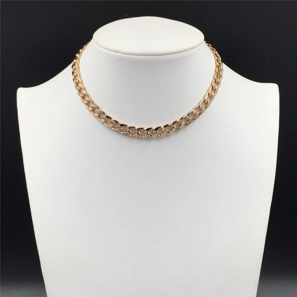 Chunky Gold Rosegold Rhodium Color Option Chain Choker Necklace For Women Girl Hipop Jewelry
