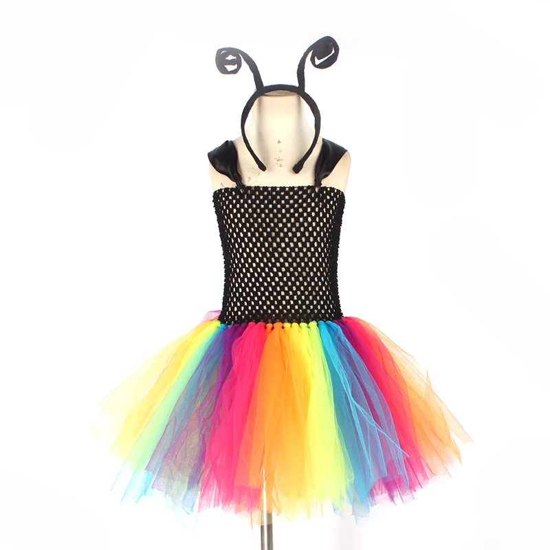 Bright Rainbow Butterfly Tutu Dress Little Kids Girls Halloween Costume Outfit Children Birthday Party Beach Holiday Tulle Dresses (10)