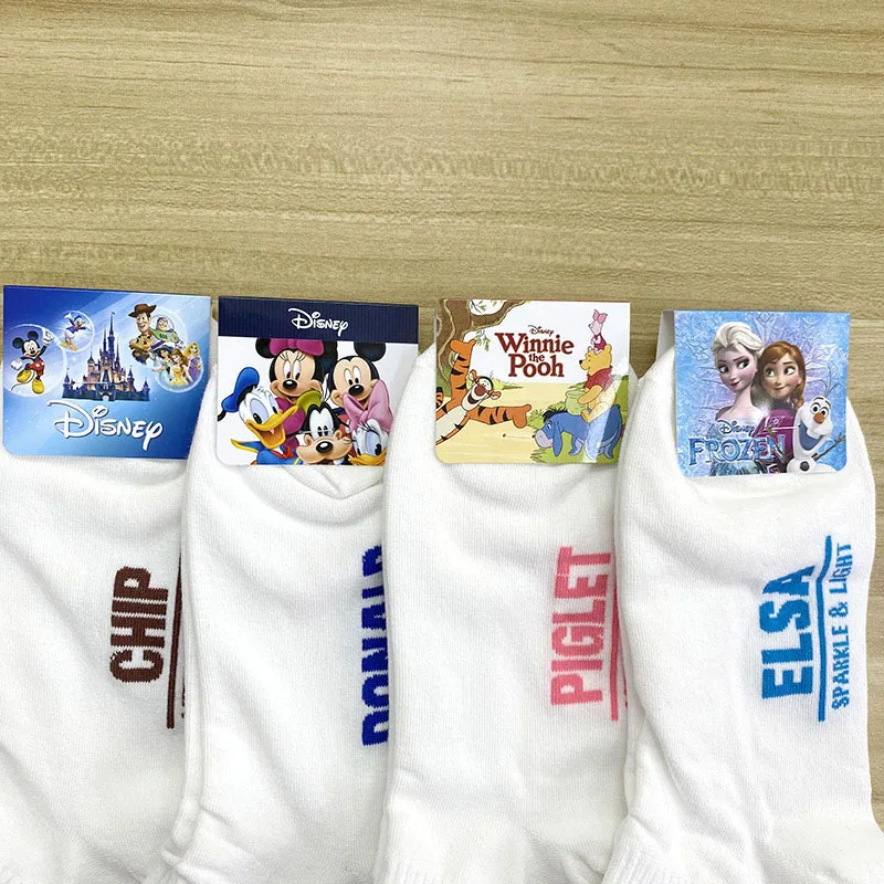 Disney Spring Summer Cartoon Mickey Minnie Donald Duck Daisy Lady Sweet Socks Solid Color Socks