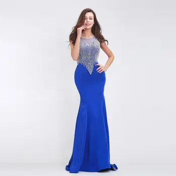 

Formal Evening Dresses O-neck Beading Floor Length Prom Party Lady Gowns For Women Plus Size Robe De Soiree