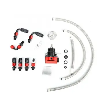 

Universal Adjustable Car Black-Red Fuel Pressure Regulator Kit Oil 0-100psi Gauge pressure regulator fuel
