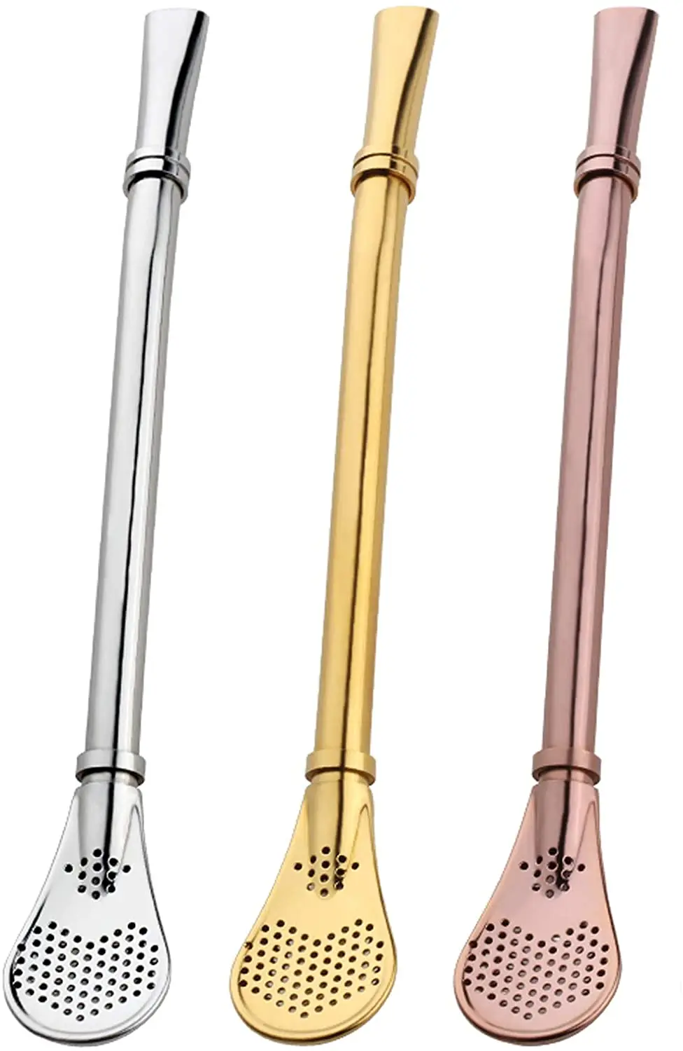

3pc Stainless Steel Drinking Straw Spoon Fruit Tea Filter Straws Tableware Milk Stirring Spoon Tea Tools Bar Accessories