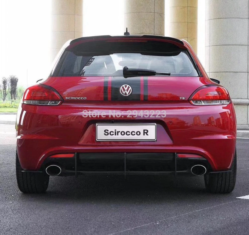 Для Volkswagen Scirocco R 2009-- ABS черный Задний бампер губы багажник задний спойлер протектор 3 шт. автомобильный Стайлинг