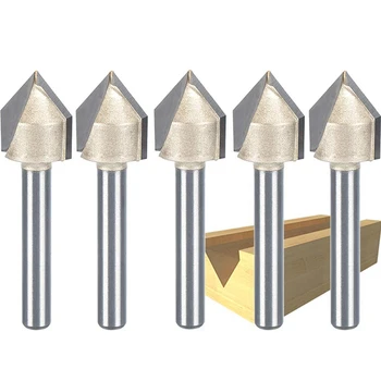 

ABSF 90 Degree Router Bit Cnc Engraving V Grooving Bit Cutter with 1/4 Shank 1/2-Inch Cutting Cnc Engraving Bit Woodworking Cham