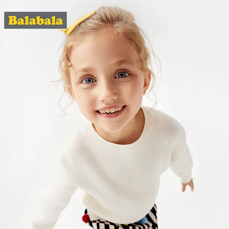 Balabala/Новинка года; детские свитера для маленьких девочек; свитера с блоками; осенние свитера для девочек; вязаный детский пуловер; повседневная одежда для мальчиков