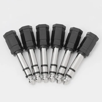 2PCS 3.5มม.ถึง6.35มม.Converter ปลั๊กแบบพกพาหูฟังสเตอริโออะแดปเตอร์แปลงเสียง6.3มม.หัวไมโครโฟน 1