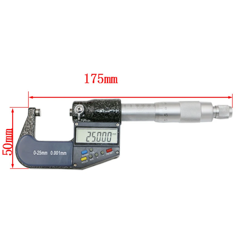 0-25 мм штангенциркуль калибровочный измеритель весы на батарейках цифровой микрометр ЖК-дисплей внешний 0,001 мм измерительный инструмент спиральный портативный