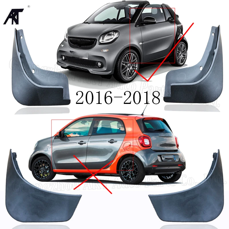 Черные передние и задние брызговики Брызговики Накладка для Mercedes Benz-Smart-ForTwo-Brabus-Sport