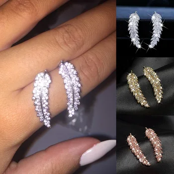 Huitan, роскошные женские серьги в форме листа, микро проложенный CZ камень, 3 Цвета в наличии, подарок на день рождения, серьги для девочки, модны...