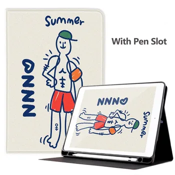 

Case For iPad Pro 11 2020 Case With Pen Slot Cartoon Simple Flip Case For iPad Pro 11 inch Air 1 2 10.5 inch 2018 Mini 4 5 Case