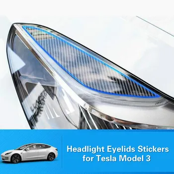 

BAFIRE 1 Pc Black Imitation Carbon Fiber Front Headlight Lamp Cover For Tesla Model 3 Eyelid Eyelids Eyebrow Trim For Tesla