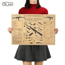 Постер оружие AK74 ВИНТАЖНЫЙ ПЛАКАТ на крафт-бумаге стикер на стену коллекция баров кухонные рисунки декоративная наклейка