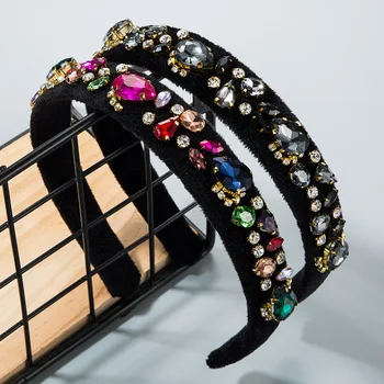 

Crystal Rhinestone Wide-edge Headband for Women Hair Hoops Hair Accessories for Girls