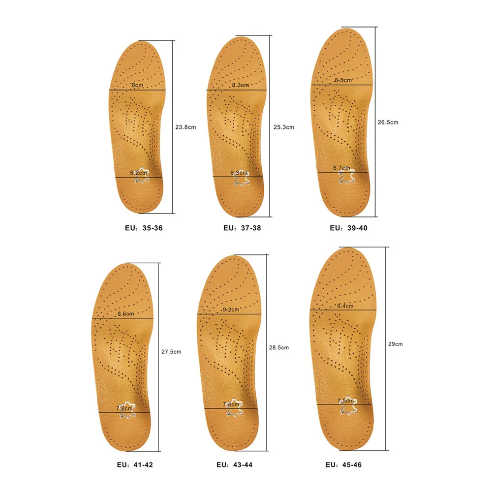 1 Pair Unisex Orthotic Flatfoot Shoe Insoles Leather High Arch Support Orthopedic Pad for Correction OX Leg Health foot Care
