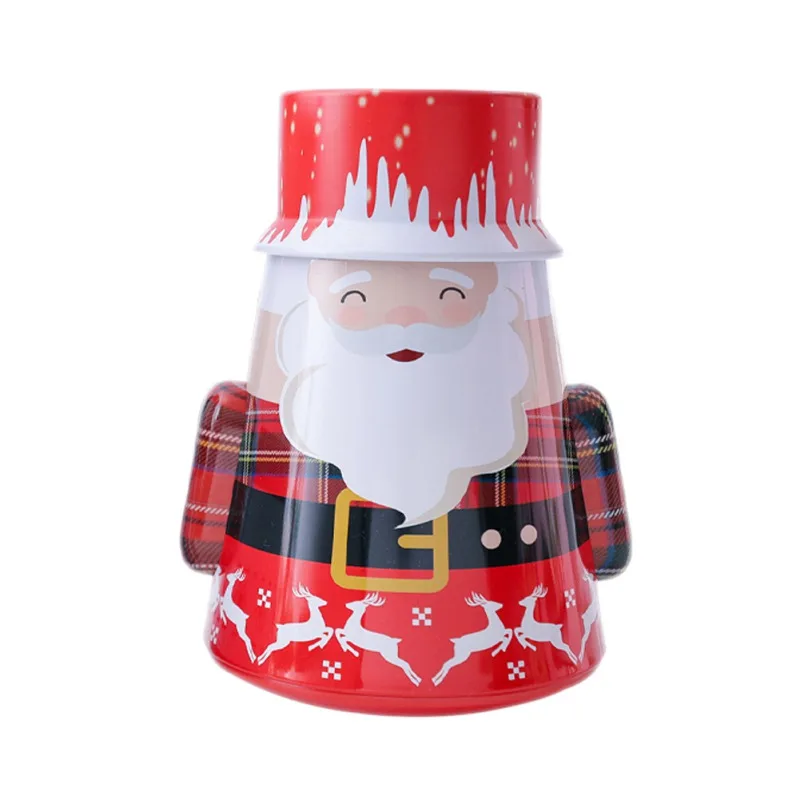 Christmas Iron Candy Box Gift Tin Box Kids Mailbox Case Christmas Santa Claus Snowman Printed Sealed Jar Packing Boxes Decor - Цвет: A