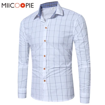 

Brand Long Sleeved Plaid Shirt Men Business Fashion 5 Colors Camisa Social Masculina Slim Fit Harajuku Soft Male Blouse Shirts