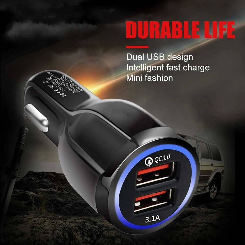 Автомобильное зарядное устройство Quick Charge 3,0 QC 3,0 Быстрая Зарядка адаптер двойной USB Автомобильное зарядное устройство для iphone Micro usb type C кабель зарядное устройство для телефона s