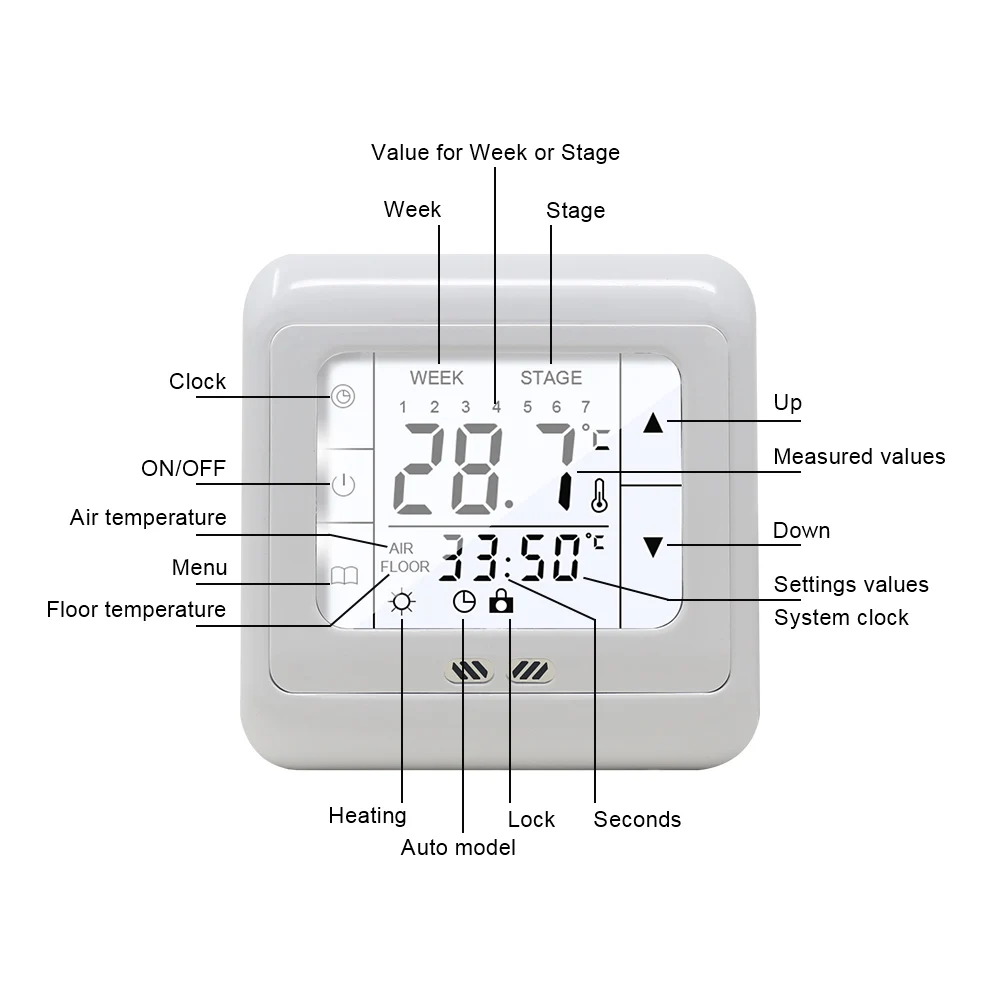 Programmable Digital Thermostat Floor Heating | Floor Heating Controller  Thermostat - Temperature Controller - Aliexpress