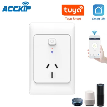 

ACCKIP Tuya APP Control Timer Mini Wifi Wireless Multi Google Home Amazon Outlet Socket AU Smart Plug for Home Automation