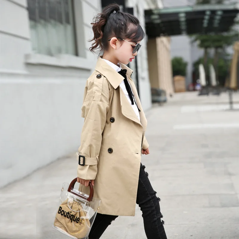 Girls Lightweight Trench Coats Autumn Fall Teenage Children Long Windbreaker Fashion Little Big Girl's School Outfits 5 7 9 11