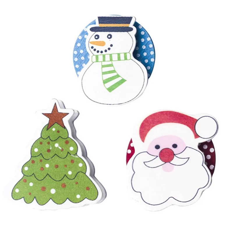 

3Pcs/Set Christmas Santa Claus Wood Clips Photo Paper Clothespin Christmas Tree Drop Pendant Ornaments