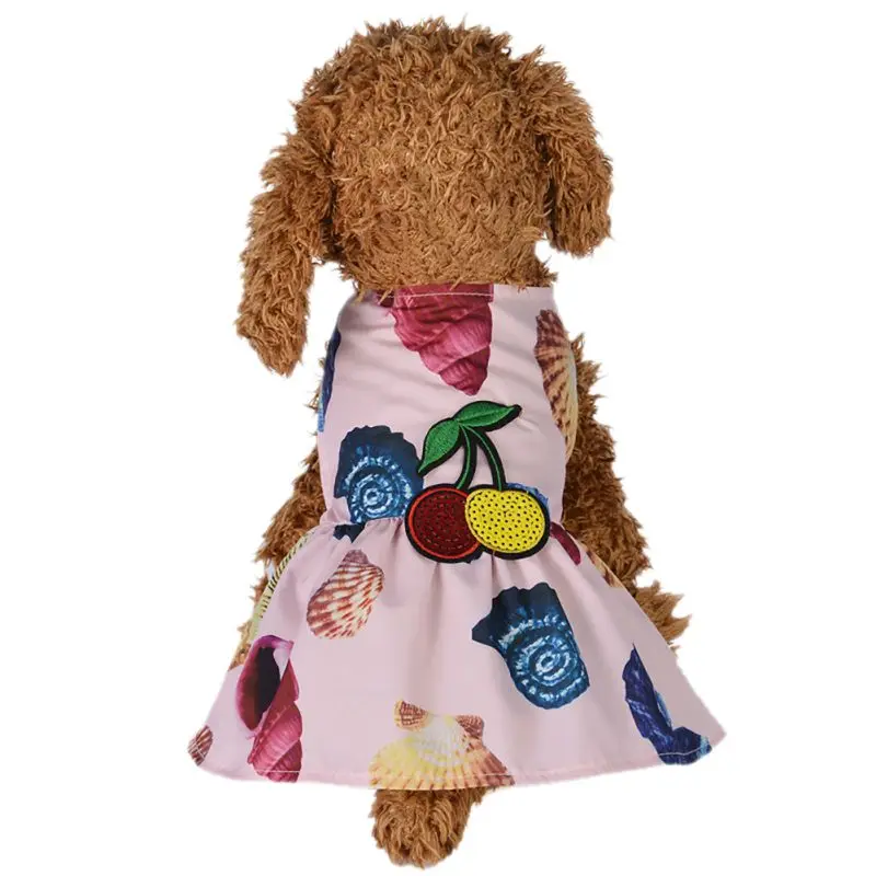 Летнее пляжное платье для собак в виде раковины; Одежда для собак и щенков; юбка принцессы с принтом для маленьких и средних собак; платье для чихуахуа