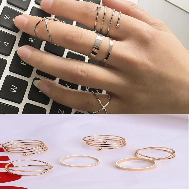 

Rings Sets for Women Casual Gold Fashion Couple Simple On All Fingers Hollow Boho Adjust Jewelry Gifts Charm Daily Wearing Ring