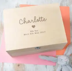 Customized Engraved Wooden Baptism Keepsake Box - Unique Baby Gift and Cherished Memory Holder (A)