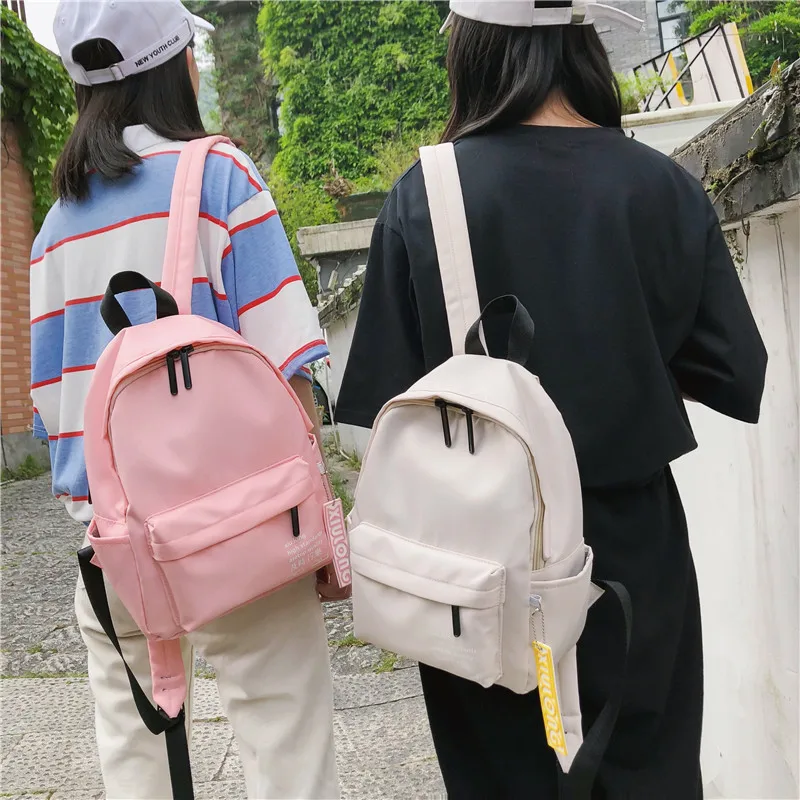 

2019 Summer New Style Fashion And Personality Simple Solid Color GIRL'S Backpack Nylon Waterproof Schoolbag