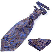 HISDERN, сатиновый Повседневный Аскот в полоску Пейсли, Свадебный галстук, предварительно завязанный Аскот, галстук и карманный квадратный набор для мужчин, RYF2