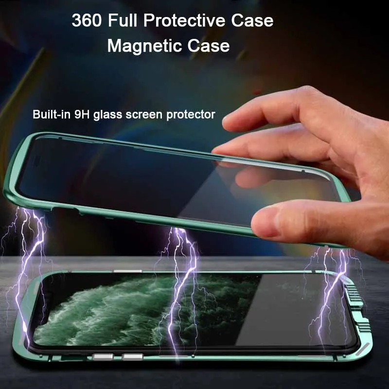 360 metall Magnetische Adsorption Fall Für iPhone 14 13 12 11 Pro XS Max  Doppelseitige Glas Fall Für iPhone 7 8 6 Plus X XR SE Abdeckung - AliExpress