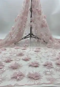 

Factory offers 2020latest Luxury hand made heavy beaded lace with 3D Applique fabric for2020African wedding Dresses lace