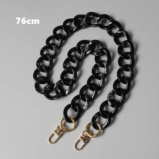 New Fashion Woman Handbag Accessory Parts Cute Chain Black Acrylic Resin Chain Luxury Strap Women Shoulder Clutch Handle Chain Round  76cm