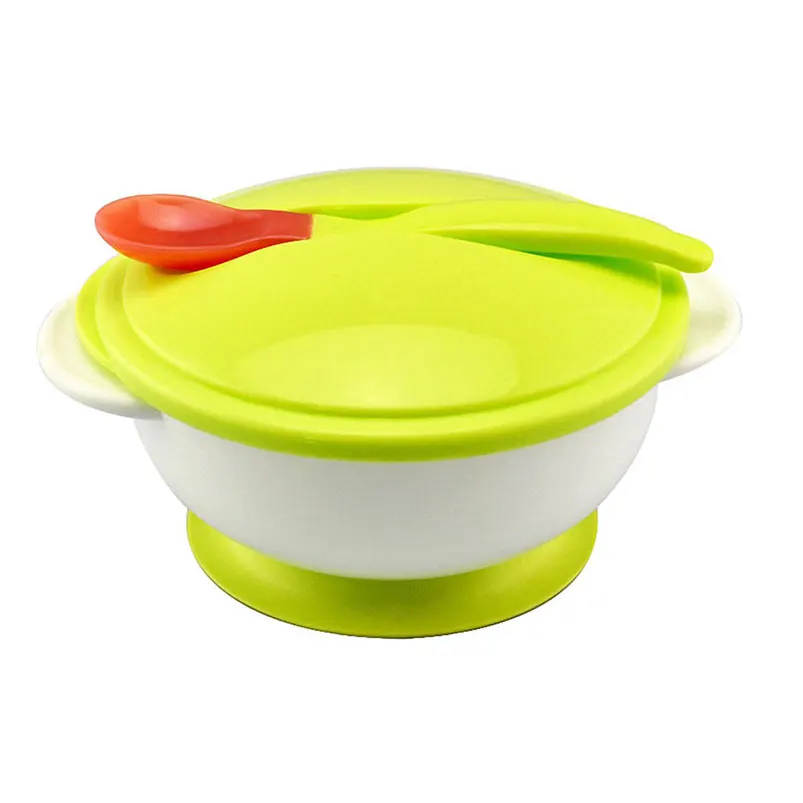 Baby Infants Feeding Learning Dishes Bowl Sucker Temperature Sensing