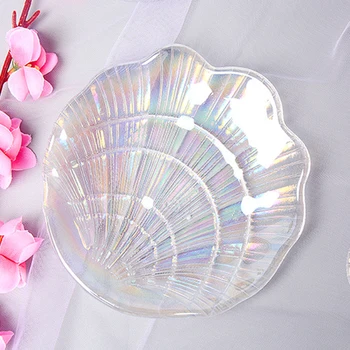 

Colorful Show Nail Art Shell Plate Jewerly Photo Props Crystal Glass DIY Board Tool Display Tray Manicure False Tips