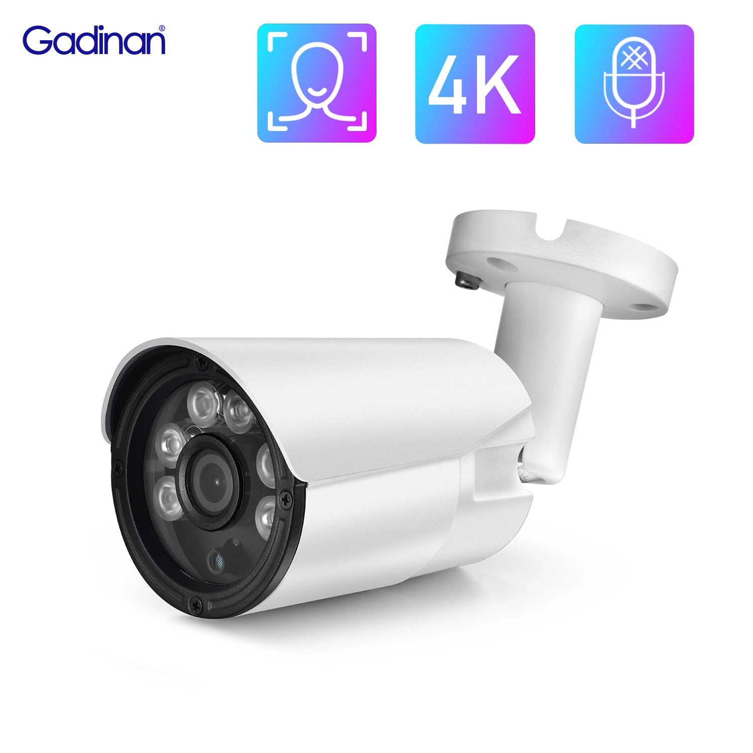 Цилиндрическая IP-камера Gadinan 8MP Ultra HD 4K с функцией распознавания лица
