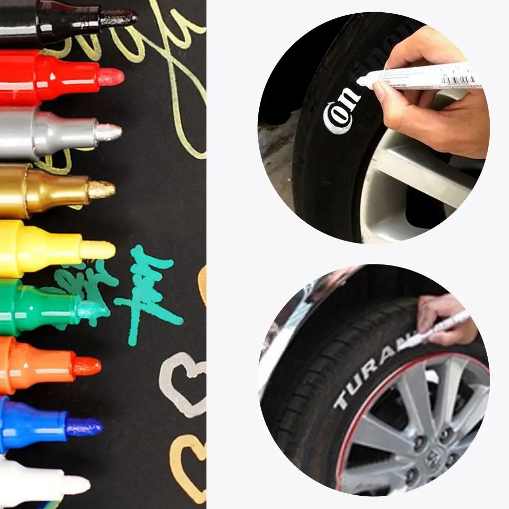 10 цветов водостойкая ручка для рисования уход за автомобилем колеса шины масляной маркой Ручка Авто Резиновые Шины протектора металлическая Перманентная Краска Маркер граффити