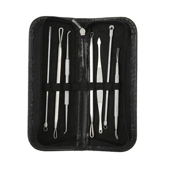 

7PCS/set Stainless Steel Acne Blackhead Remover Needles Extractor Pimple Blemish Skin Face Care Tools Clip Spoon Kit