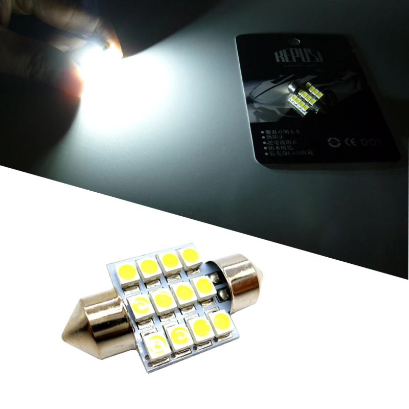 

31mm 12-SMD 3528 DE3175 DE3022 LED Bulbs For Car Interior Dome Light Lamp White DC 12V Car Accessories Interior