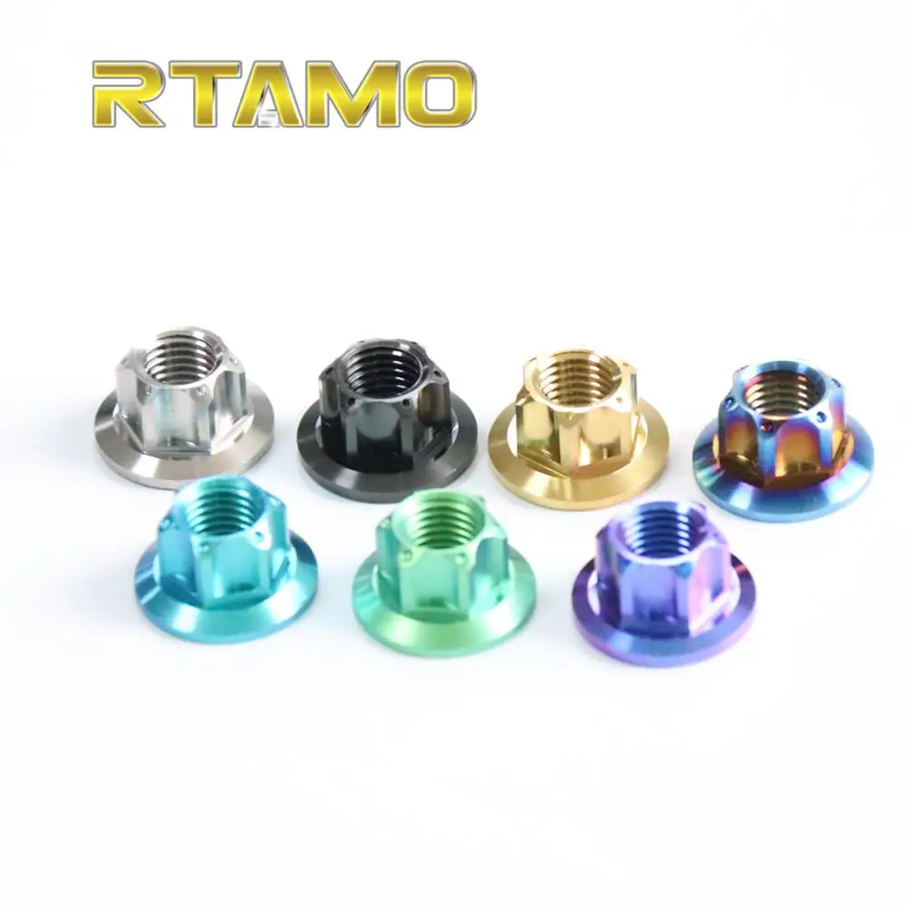 Titanium Nuts M6 M8 M10M12 M14 Flange Nut Screws Ti Bolt s for Motorcycle Bicycle Bike Parts,auto fasteners,motorcycle screw caps,motorcycle fasteners