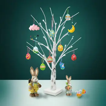 

60cm Hot Easter Tree With 24 LED Lights White Light Up Mini Twig Tree Lamp Decorations for Hanging Easter Eggs Hang Ornaments