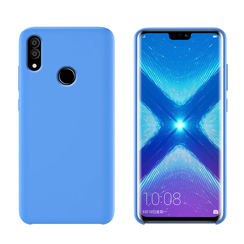 Синий Для honor 8X чехол, мягкая Жидкая силиконовая задняя крышка для huawei honor 10 lite 8X20 pro, защитный противоударный чехол - Цвет: Синий