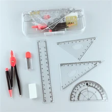 

7pcs/set Simple Solid Geometry Protractor Drawing School Eraser Compasses Set Math Eraser Ruler For Students School Stationery